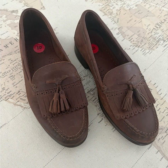 G.H.BASS Leather Tassel Kilt Loafers WIDE Width Men’s 10 E Whiskey - Picture 1 of 11